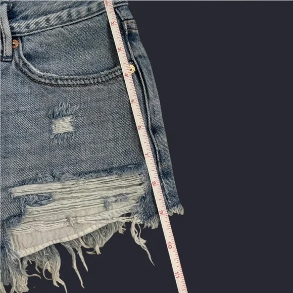 We the Free “Loving Good Vibrations” distressed high waisted denim shorts - Picture 6 of 7